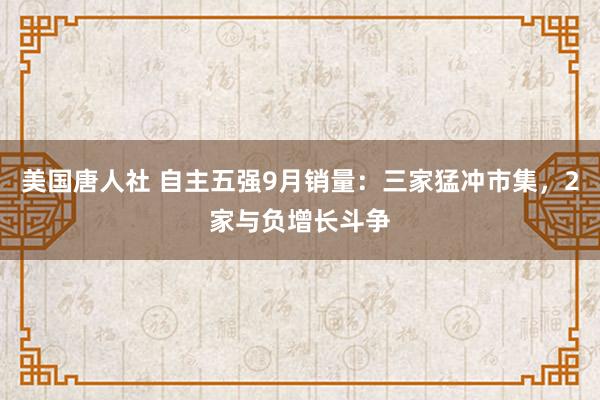 美国唐人社 自主五强9月销量：三家猛冲市集，2家与负增长斗争