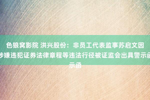 色狼窝影院 洪兴股份：非员工代表监事苏启文因涉嫌违犯证券法律章程等违法行径被证监会出具警示函