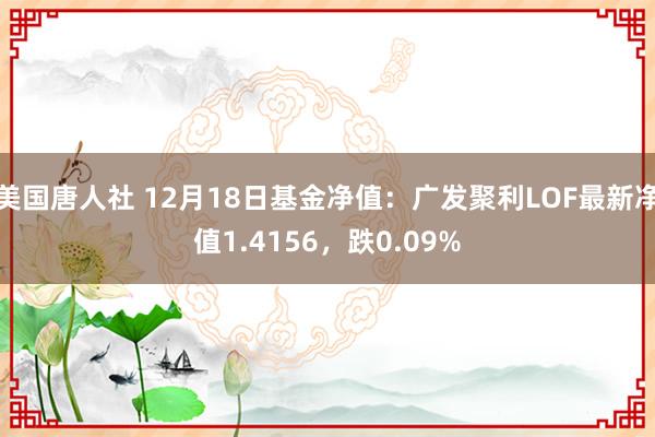 美国唐人社 12月18日基金净值：广发聚利LOF最新净值1.4156，跌0.09%