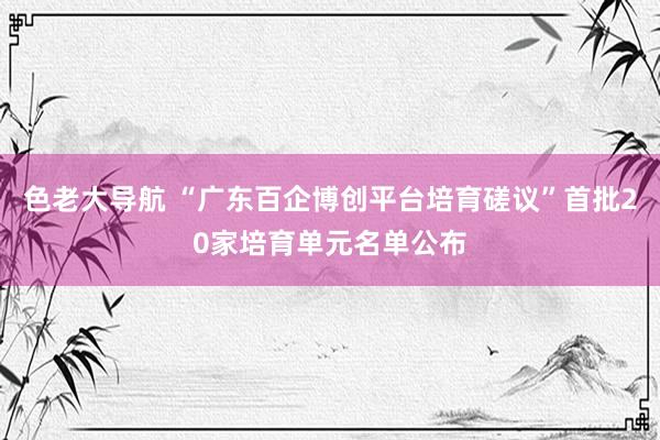 色老大导航 “广东百企博创平台培育磋议”首批20家培育单元名单公布