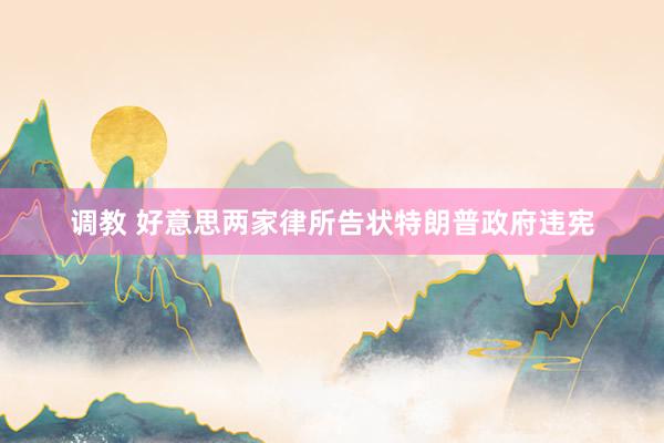 调教 好意思两家律所告状特朗普政府违宪