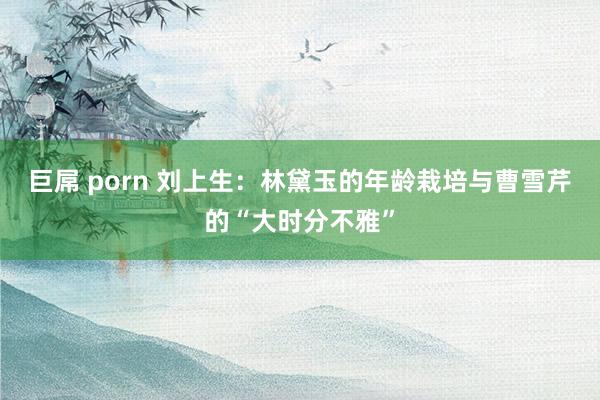巨屌 porn 刘上生：林黛玉的年龄栽培与曹雪芹的“大时分不雅”